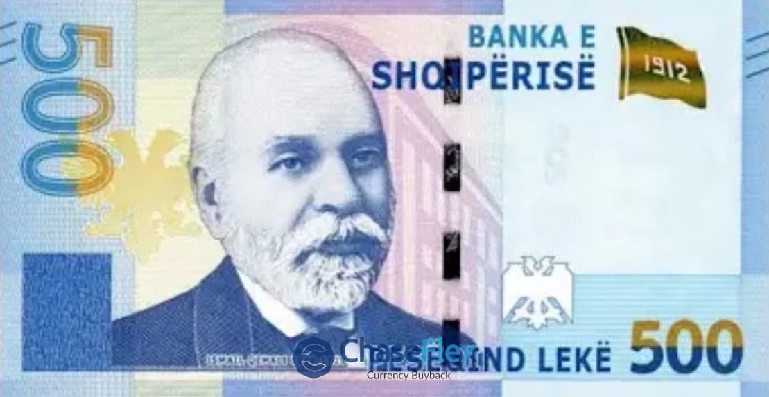 500 Albanian Lek blue banknote