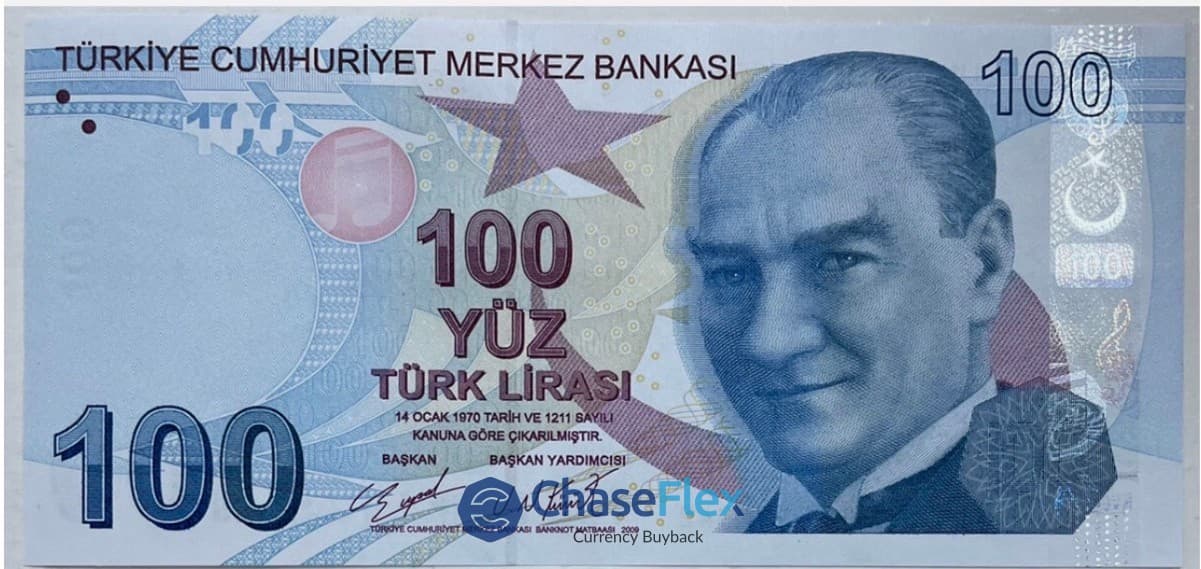 100 Turkish Lira banknote